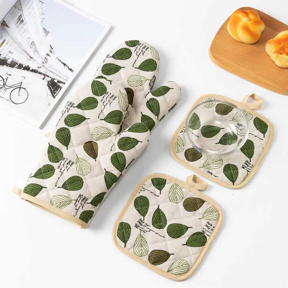 Quilted Cotton Oven Mitts Oven Mitts with Strong Grip High Heat Resistant Oven Mitts Pot Holders Set with Non-slip for Cooking H251212