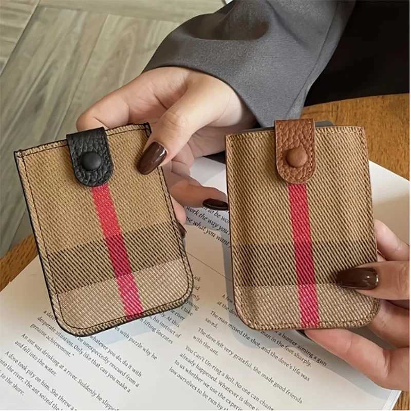 Chic Plaid Canvas Card Holder for Wen - Slim Anti-Demagnetizati Pl-Out Wallet with Coin Purse Y251213
