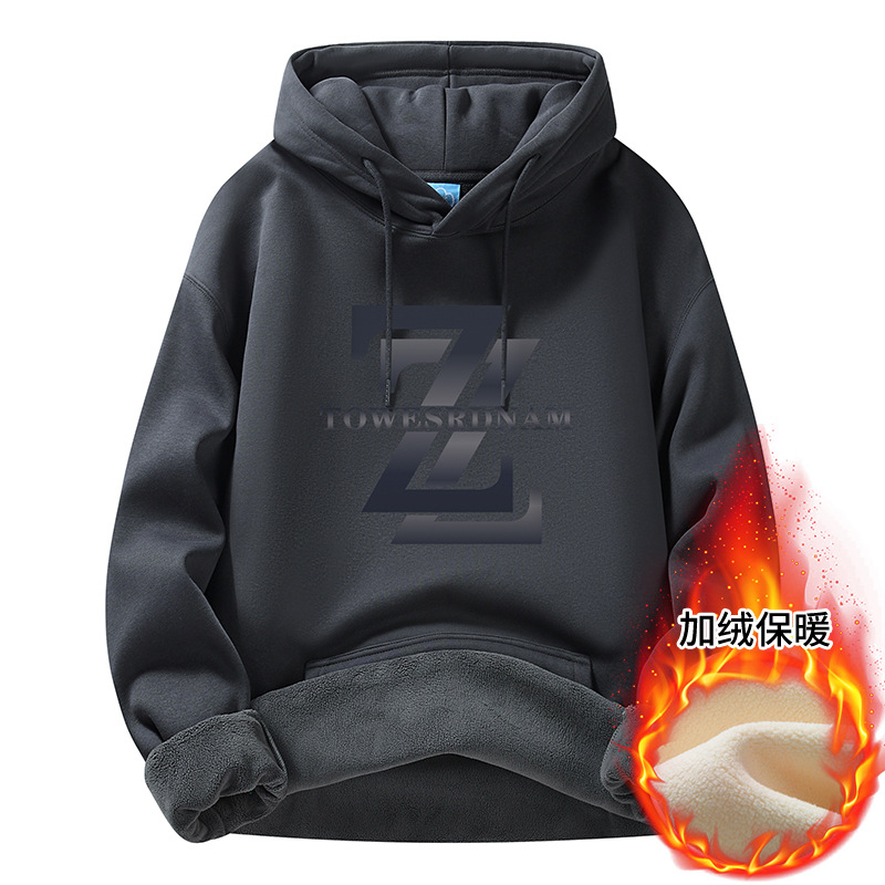 Men's Hoodies 2025 New Arrival: Trendy Hooded Style, Spring & Autumn, Fashion Brand, Loose Fit, Fleece-Lined & Thickened, Stylish Outerwear Tops