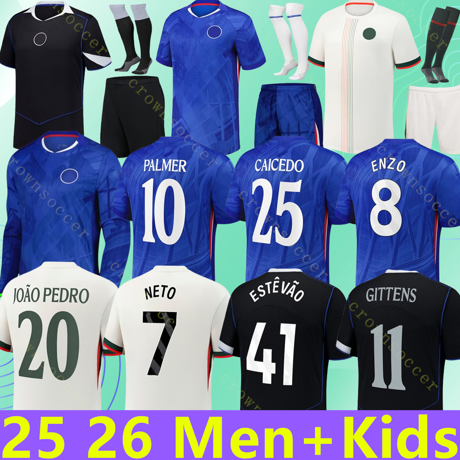25 26 chelses Palmer CAICEDO NETO DELAP Enzo JOAO PEDRO ESTEVA0 2025 2026 MUDRYK Madueke GITTENS JAMES NKUNKU COLWILL DELAP football Shirt men kids kit Stadium sock