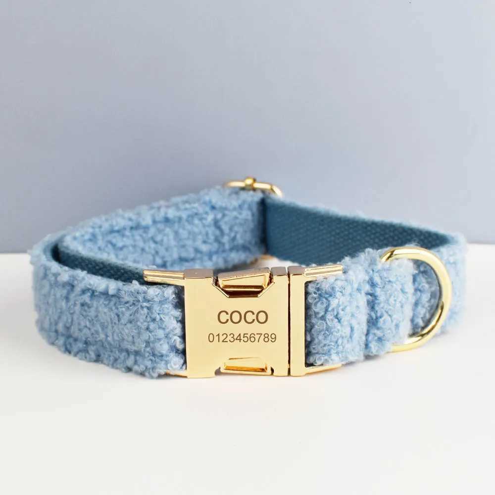 Teddy Velvet Dog Collar And Leash Set For Dogs Custom Engraved Nameplate Pet Supplies Dog Leash Teddy05 M251213