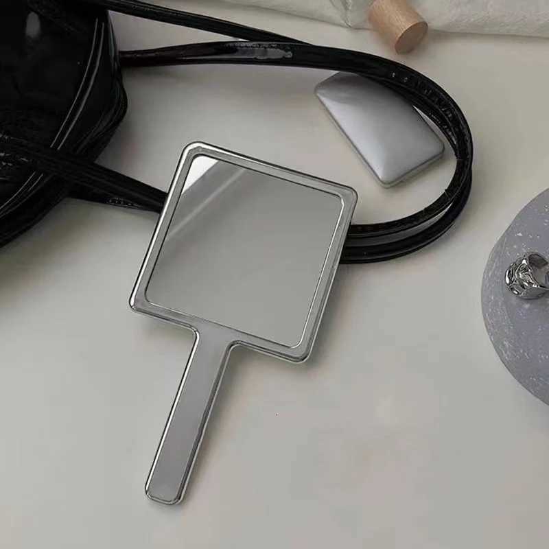 1PCS Electroplated Handle Makeup Mirrors Beauty Portable Round Hand Square Hand S/M/L Make Up MirrorT251213