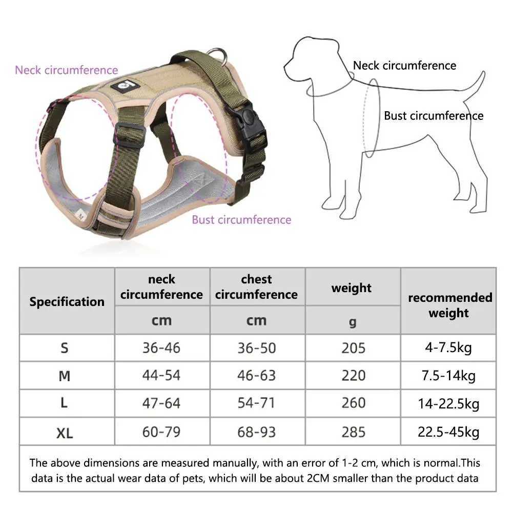 Medium Large Dog Harnesses Collar Labrador Army Reflective Adjustable Harness Oxford Cloth Pet Vest Training Hound Walk the Dog M251213