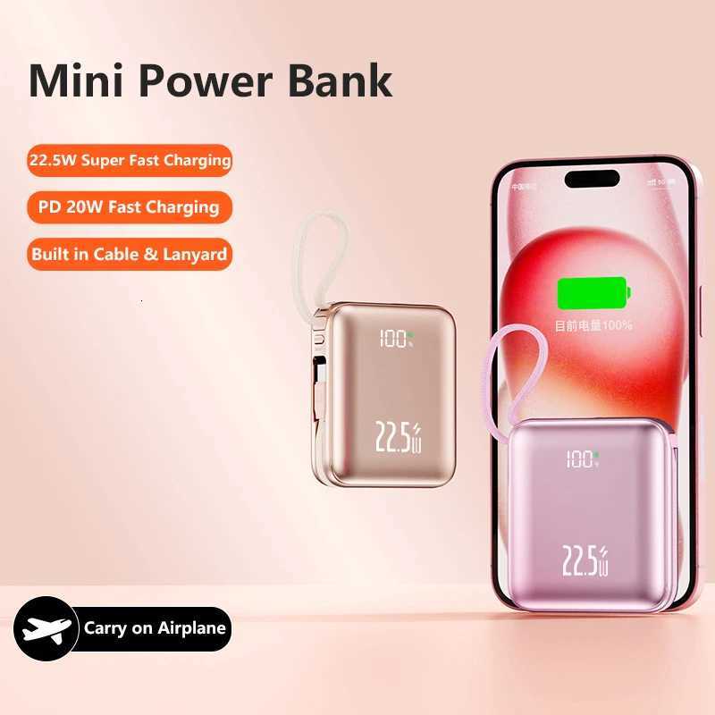 Mini Power Bank 20000mAh 225W Fast Chaging Portable Charger for iPhone 17 External Battery PowerBank with Cable H251213