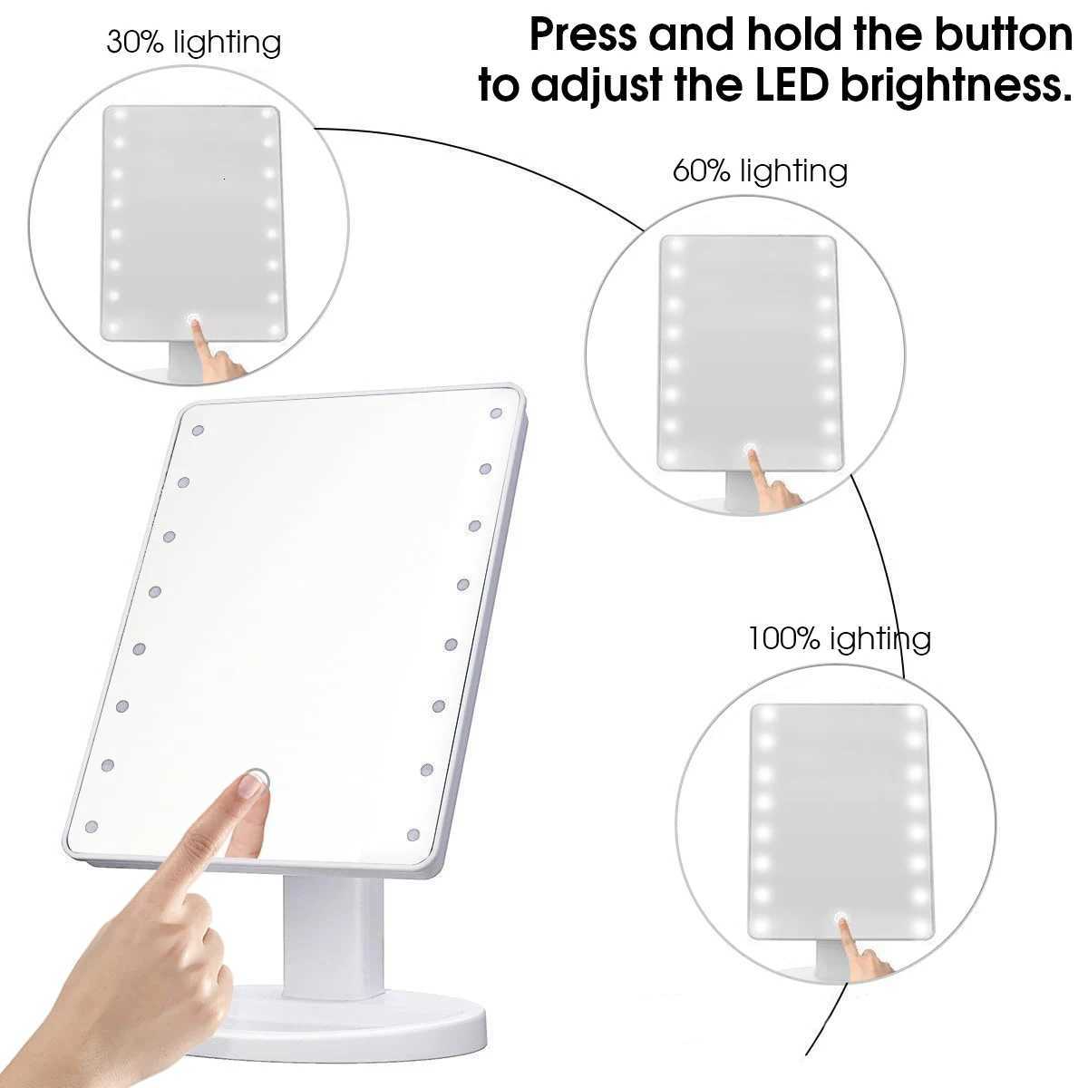 Lighted Makeup Mirror Square Battery USB Rechargeable Dual-use Beauty Mirror Touch Screen Vanity Mirror BrightnesT251213