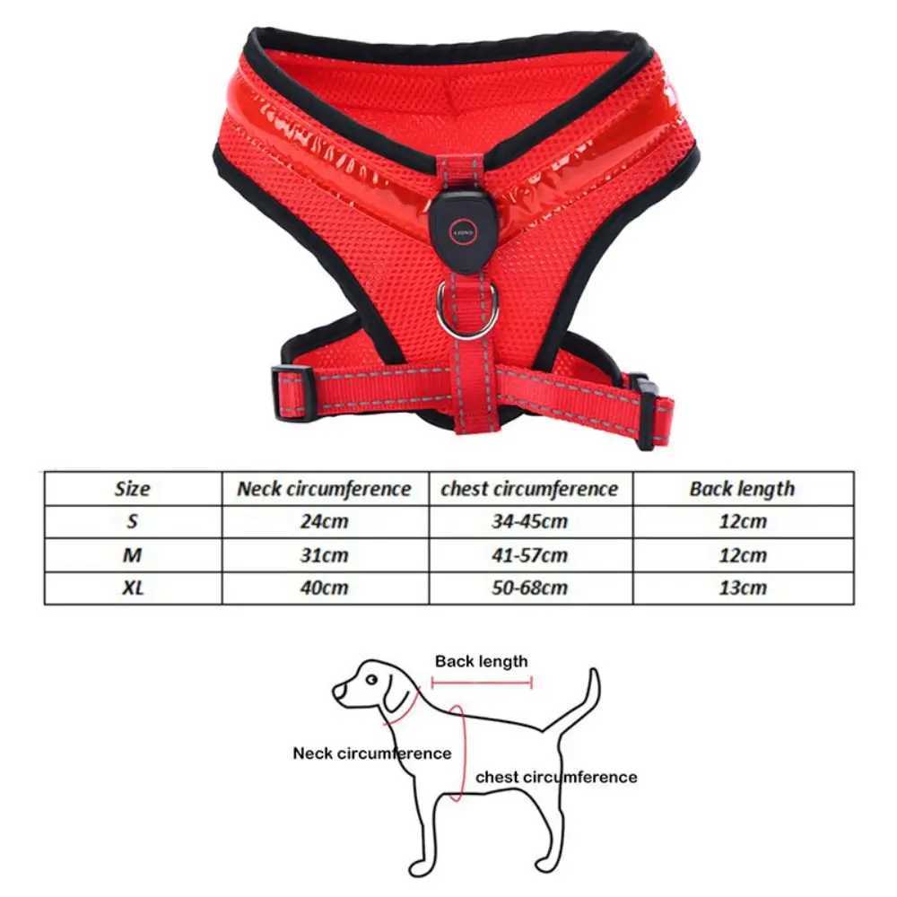 Practical Luminous Pet LED Harness Breathable Rechargeable Dog Traction Harness Waterproof Dog Vest Night M251213