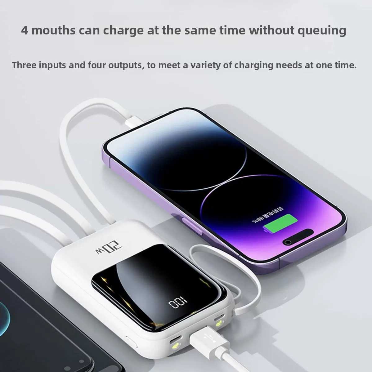 20000 MAh Portable Digital Display Power Bank Large Capacity Mini Power Bank with CableSuitable For Most Electronic H251213