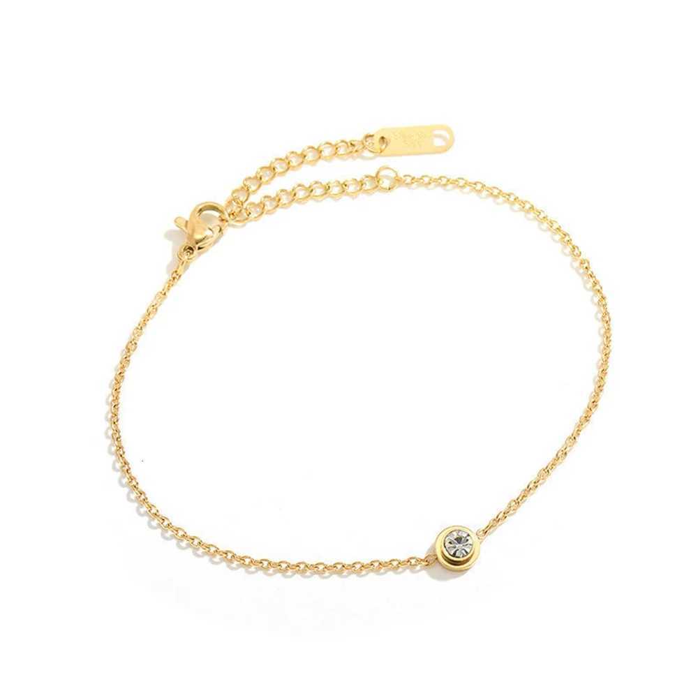 Punk Fashion Round CZ Zirconia Female Gold Color Stainless Steel Chain Link s for Women Jewelry Braclet 2025 M251213