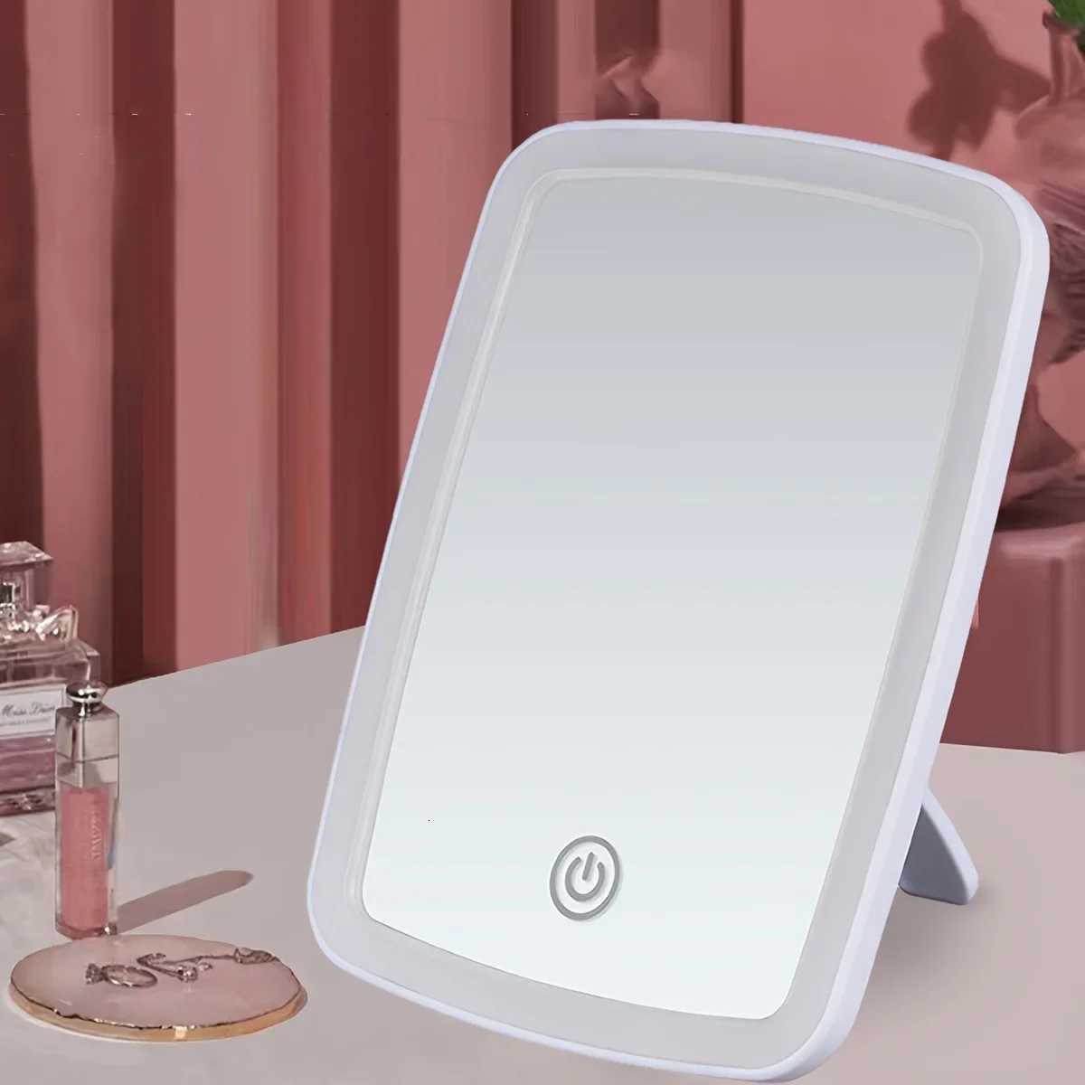Portable LED Makeup Mirror Touch Sensor 3 Light Modes Adjustable Brightness Warm White Compact for Travel Sleek DesignT251213