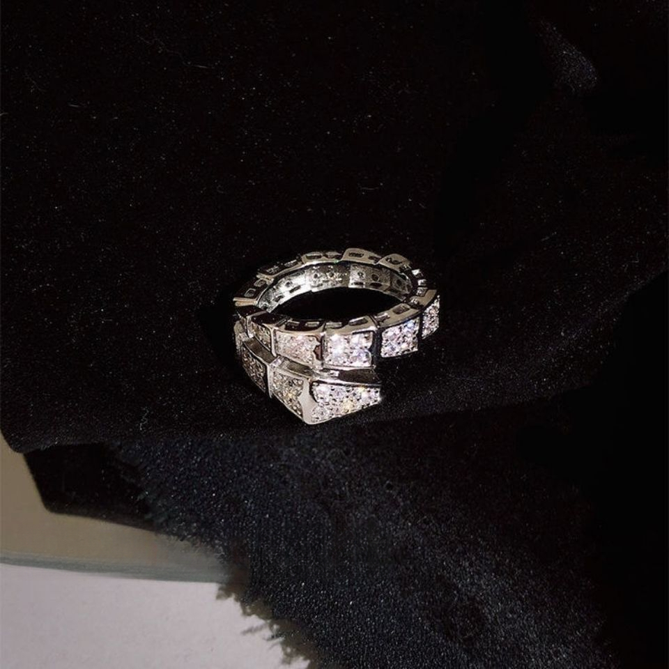 Luxury Brand Designer Jewelry Real Gold Plated Sweet Cool Style Snake Bone Bracelet For Women, Niche Design, Silver Color Full Zircon Snake Shape Adju