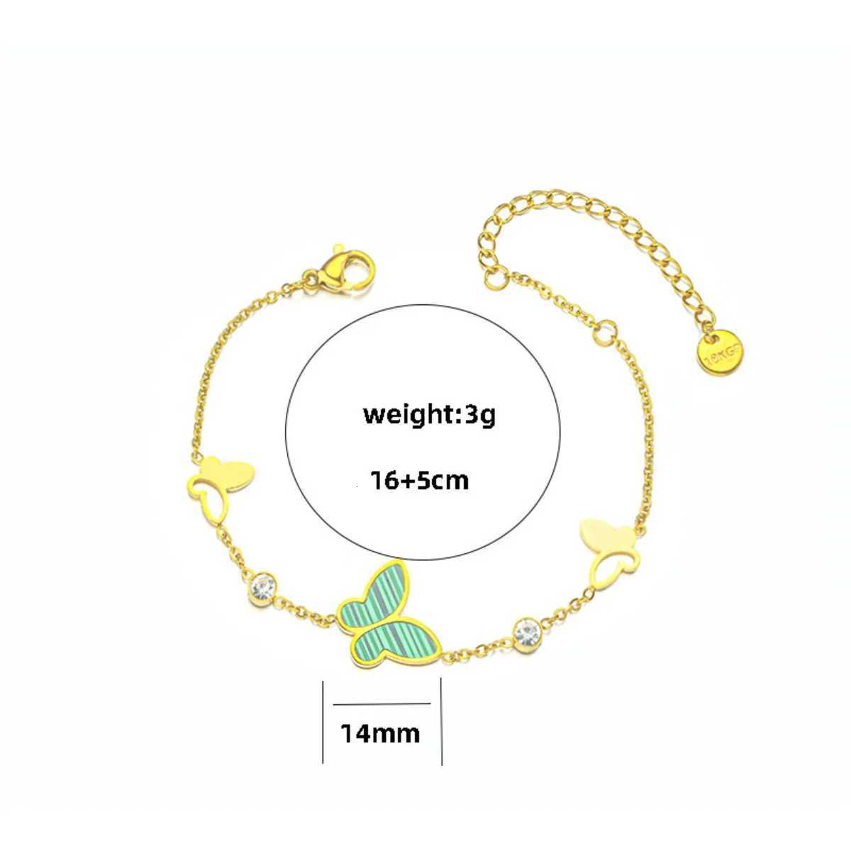 Luxury Gold Color Butterfly - Stainless Steel Jewelry for Women Hypoallergenic Gift Party Zircon Bangles Accessories M251213