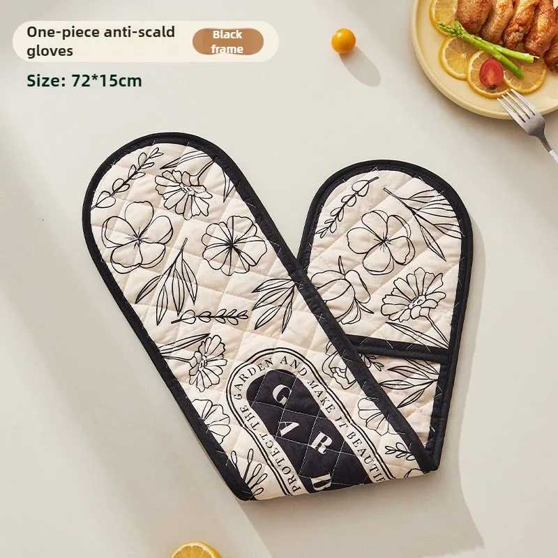 Heat Resistant Oven Mitts Gloves Long Safety Flower Pattern Kitchen Baking BBQ Grill Gloves Wen Heatproof kitchens accessories H251212