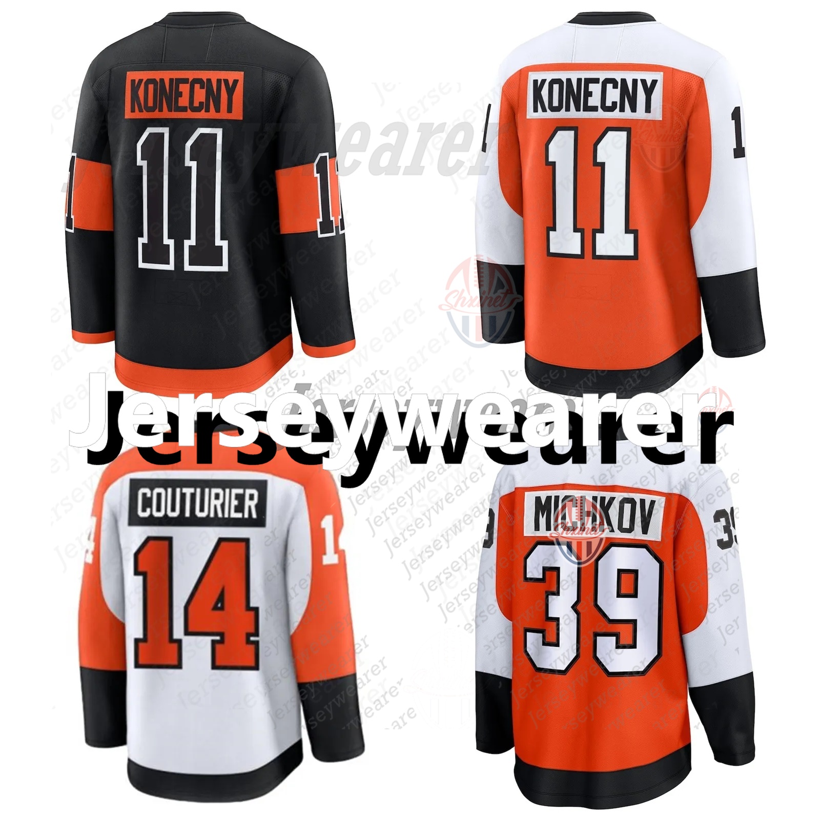 2025-26 ZEGRAS Custom Hockey Jersey Michkov Konecny11 Deslauriers Cates Seeler24 Couturier York8 Coffey Provorov Smith Stitched Letter and Number Design