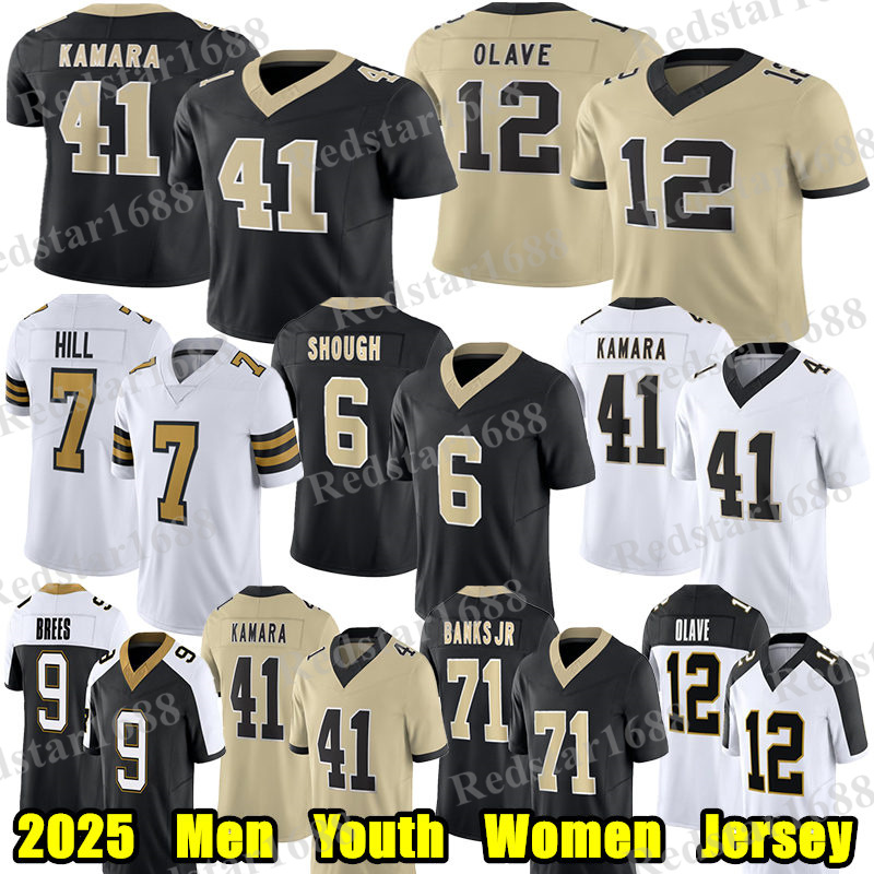 #41 Alvin Kamara Football Jersey #12 Chris Olave Tyler Shough Taysom Hill Kelvin Banks Jr Kool-Aid McKinstry Spencer Rattler Cesar Ruiz Mathieu Taliese Fuaga jerseys