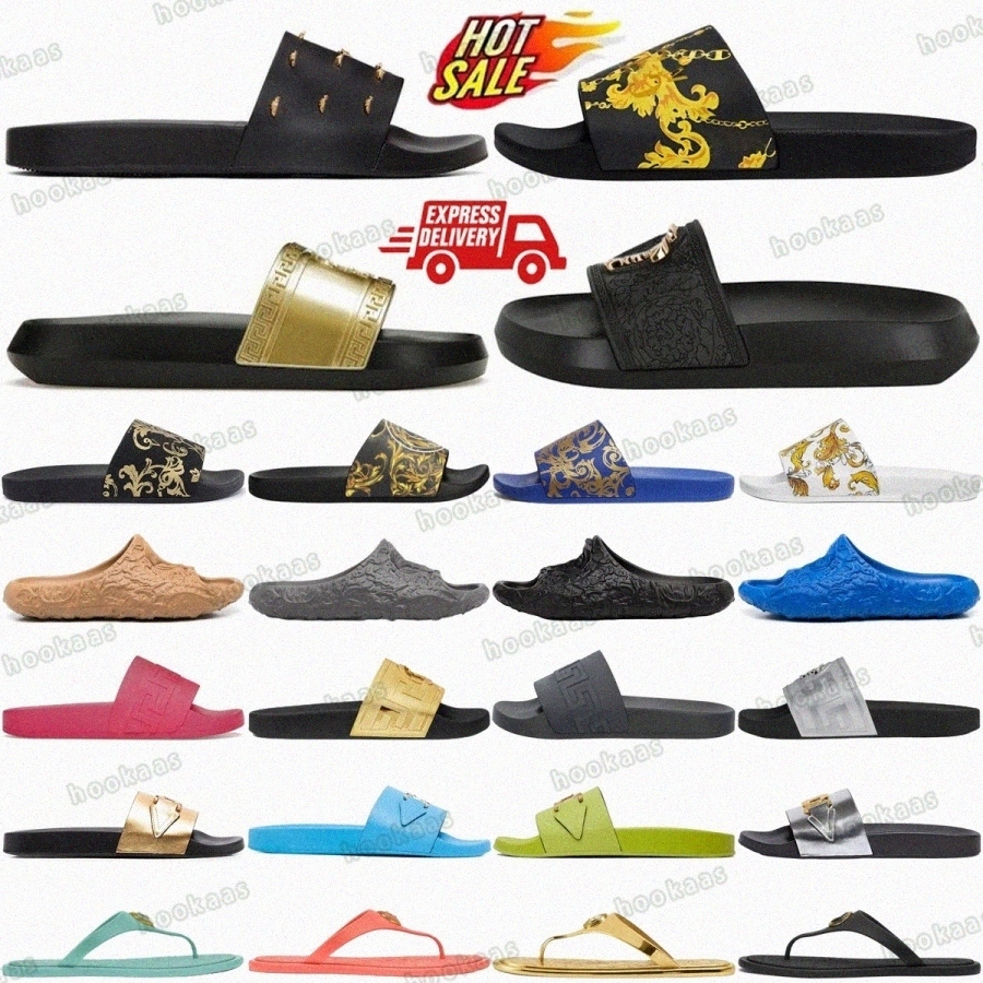 shoes slides designer sandals slippers Medusa Pool Slide Palazzo Rubber Navy La Gold White mens Womens Blue Leather Greca Baroque Blac0CIo#
