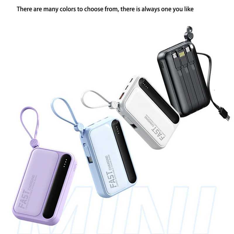 20000mAh Large Capacity Power Bank 4 In1 Built in Cables Intelligent Digital Display Laser Light Fast Charging External Battery H251213