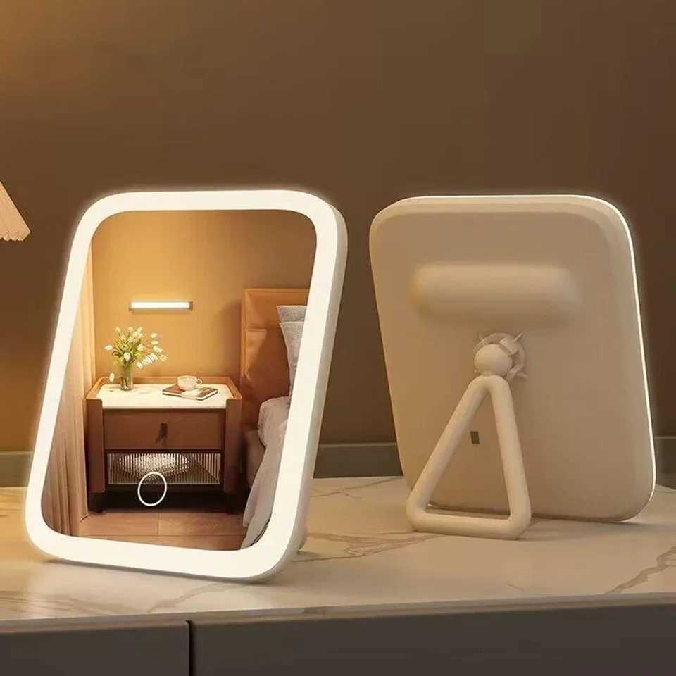 LED Makeup Mirror 3-Color Light 360 Rotatable Touch Control USB Powered Tabletop Vanity Mirror for Bedroom Bathroom TravelT251213