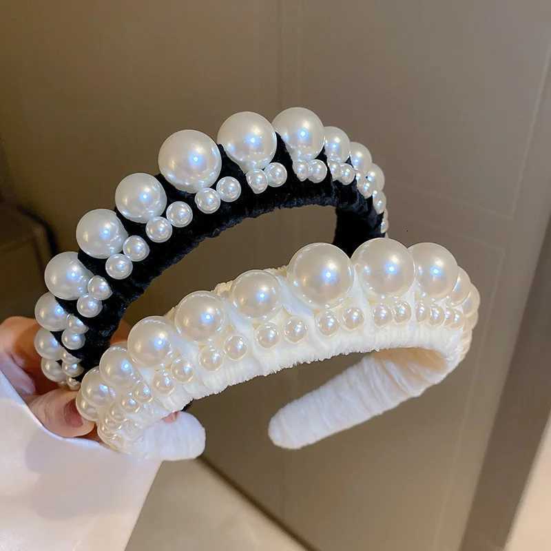 French Retro Imitation Pearl Veet band for Wen Hair Accory Fashionable High Cranial Top Cprion Hair Accories Y251213