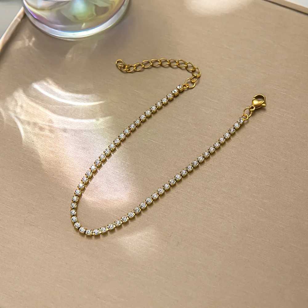 316L Stainless Steel White Sparkling Zircon Chains For Women Fashion Girls Wrist Jewelry Gifts M251213