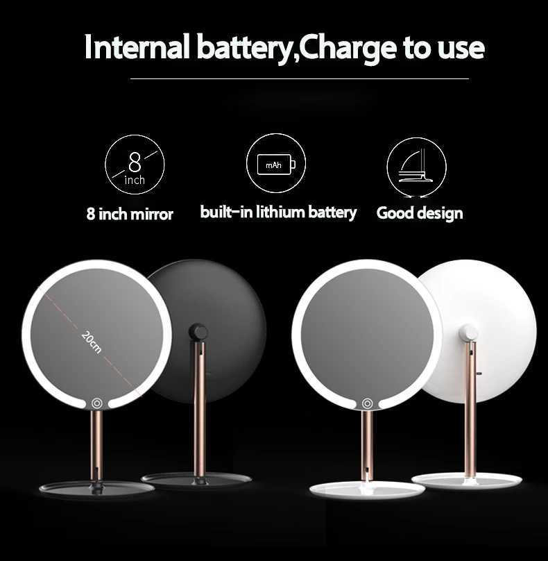 New Three Color Makeup Mirror With LED Light Adjustable Smart Lighting Makeup Mirror Dressing Desktop Touch Screen MirrorT251213