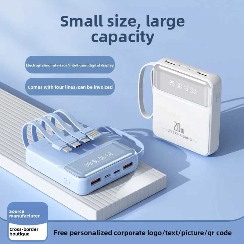 20000 MAh Mini Power Bank Cpact and Large Capacity Mobile Power ply New Model with Built-in Cable With LED Power Display H251213