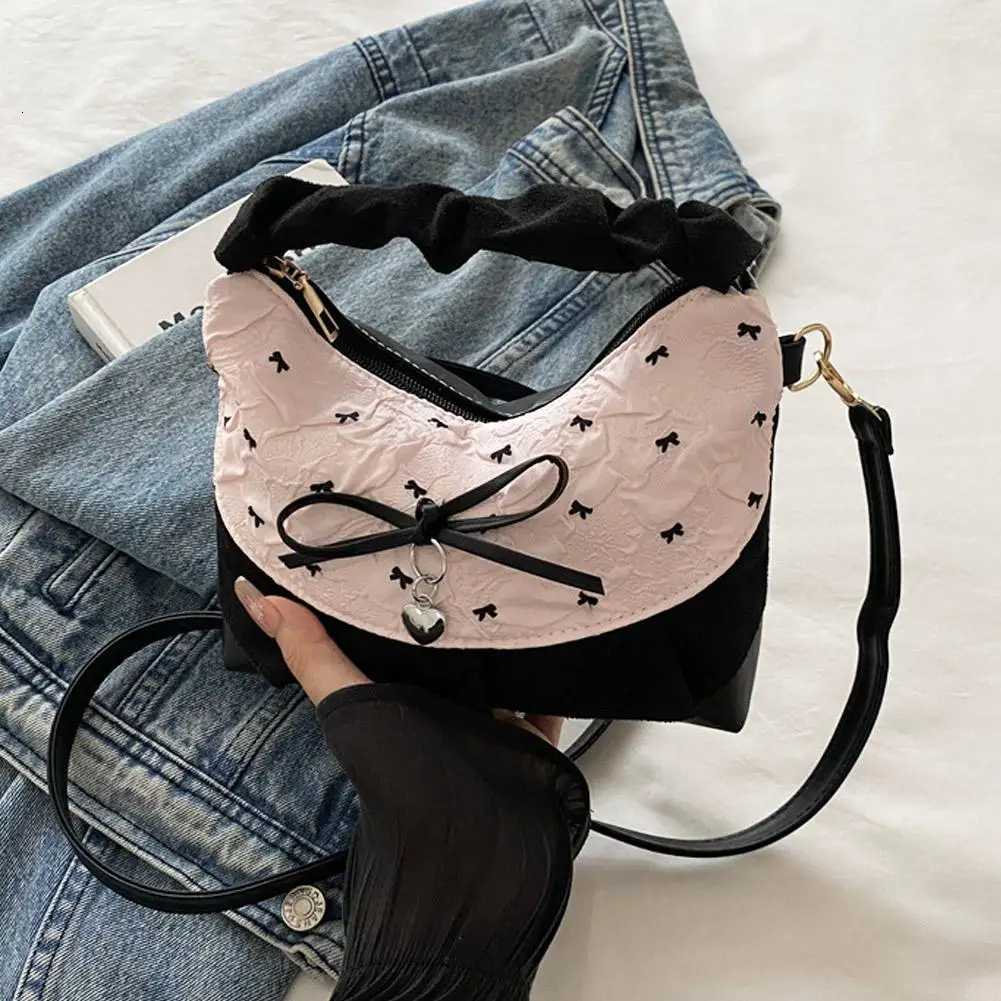 Bow Lace Splicing Dumpling Handbag Grid French Underarm pouch Tote bag Single-shoulder crossbody bag Daily commuting bagT251213