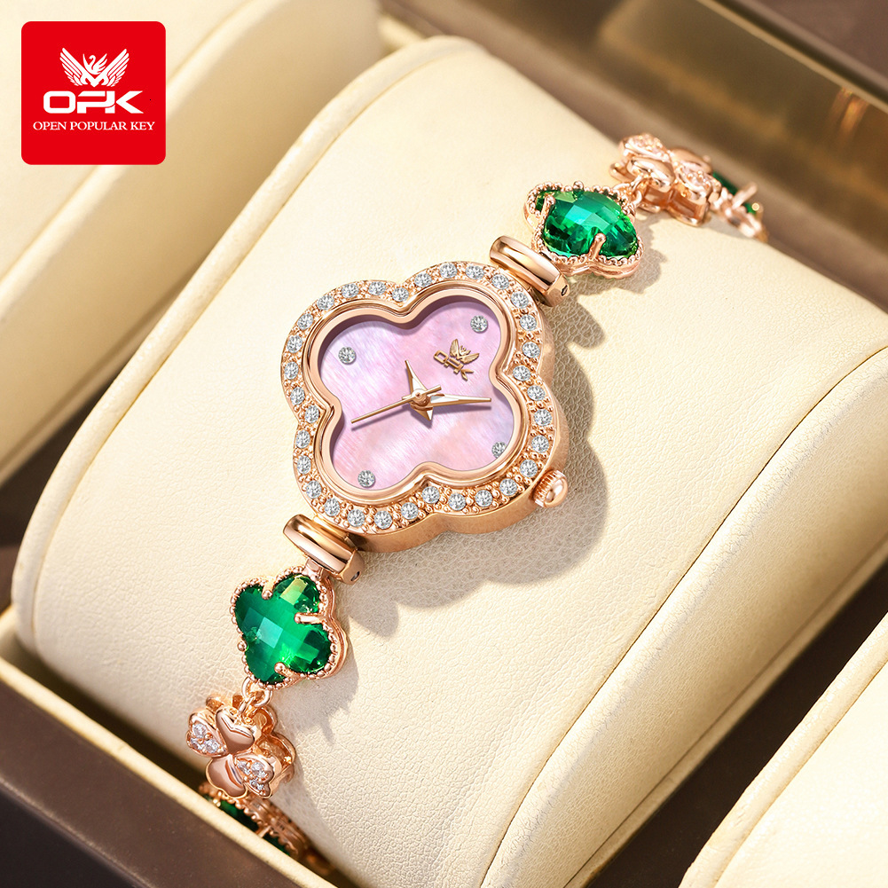 OPK Designer Women's Watches: High-value, Fashionable And Light Luxury Quartz Watches And Diamond Waterproof Four-leaf Clover Women's Watche