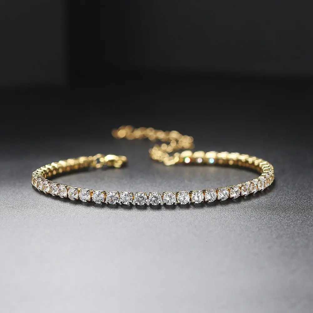 18K Gold Plated Tennis Stainless Steel Micro Setting Crystal Chain for Women M251213