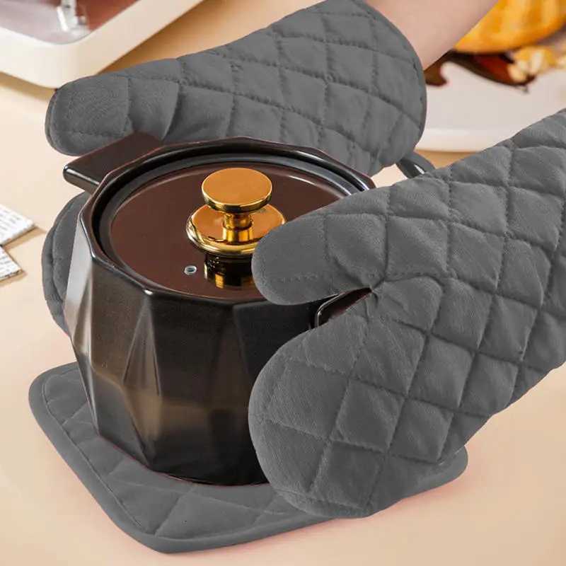 1/2Pcs Oven Mitts Kitchen Oven Microwave Gloves High Heat Resistant Long Oven Mittens Anti-scalding Cloth Gloves H251212