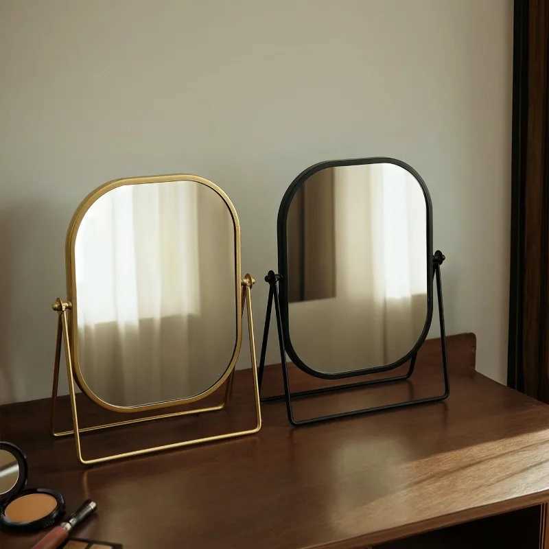 360 Degrees Rotate Iron Luxury Desktop Makeup Mirror Texture Ladies Makeup Mirror Creative Iron Mirror Strong Sense of StyleT251213