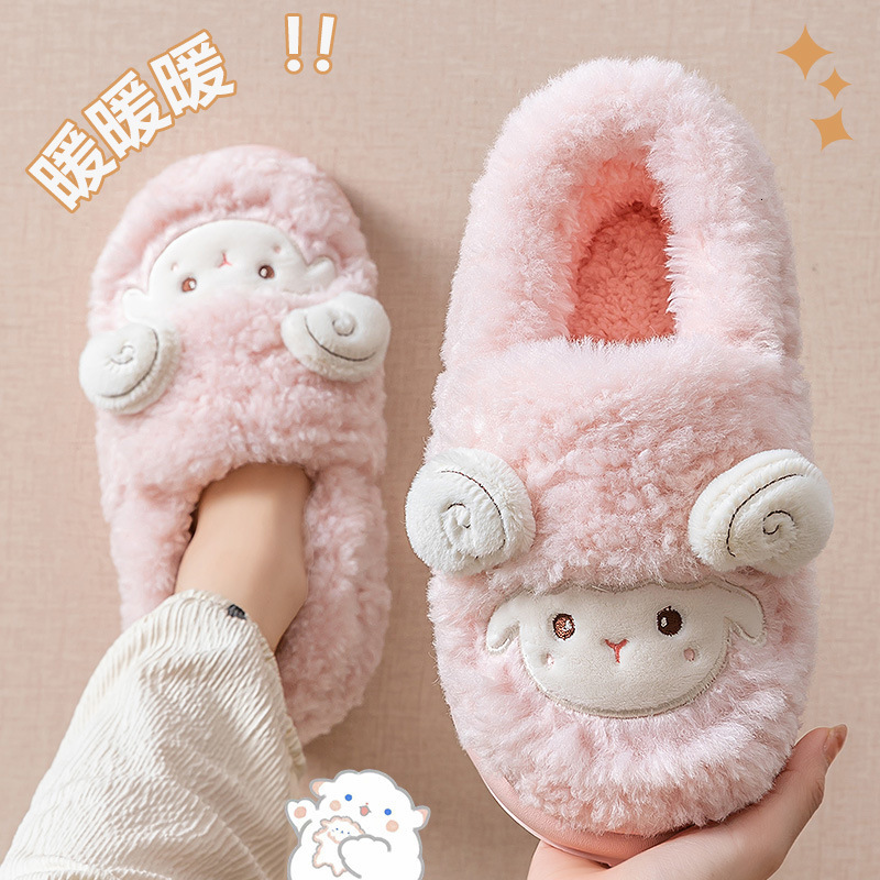 2025 New Winter Womens Cotton Slippers with Thick Sole Warm Fleece-Lined and Thickened for Outdoor Wear 241107