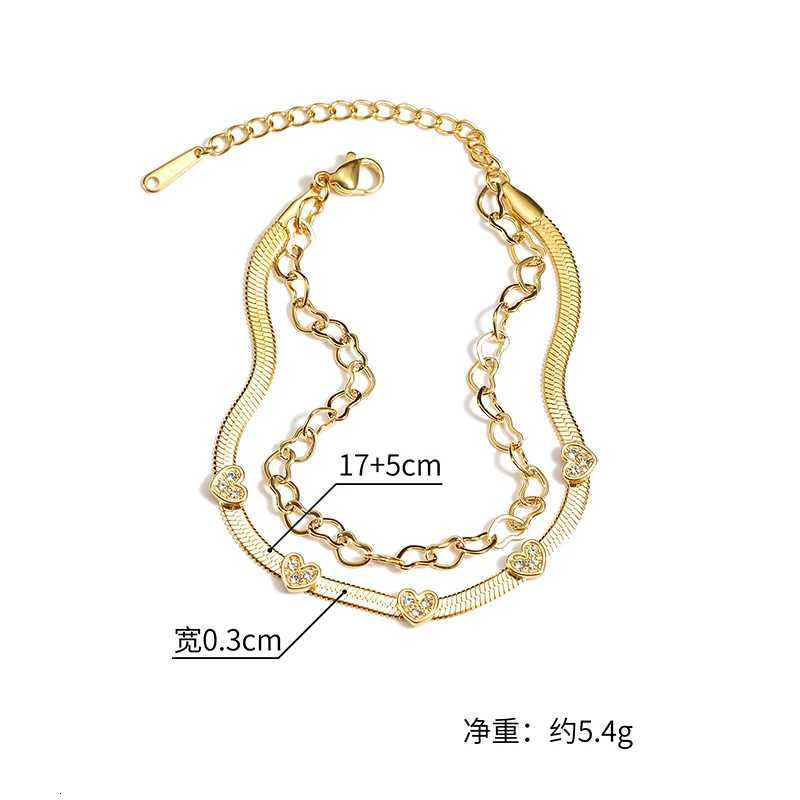 Vintage Stainless Steel Blade Chain s Fashion Cubic Zirconia Double Layer Heart Chain s Women Jewelry M251213