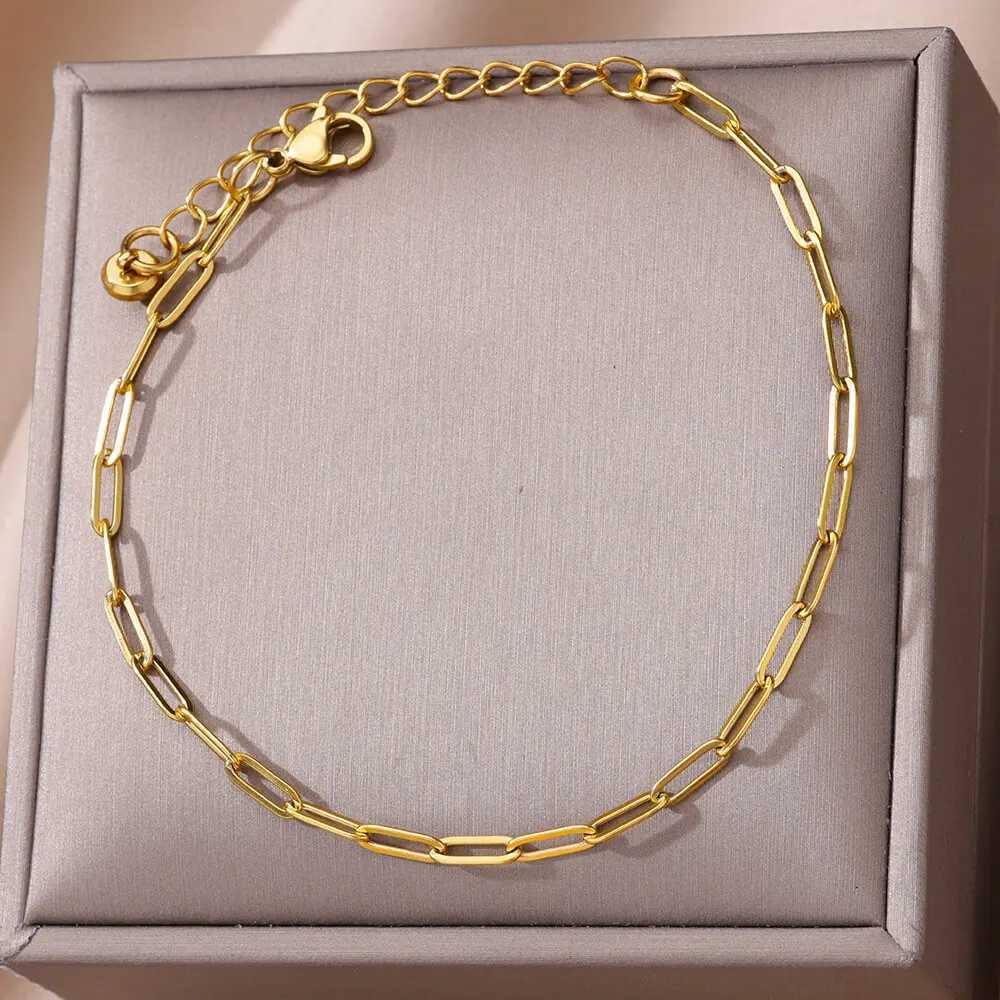 Stainless Steel Chain Anklets for Women Gold Color Ankle Waterproof Anklet Summer Beach Boho Jewelry Accessories Gift M251213