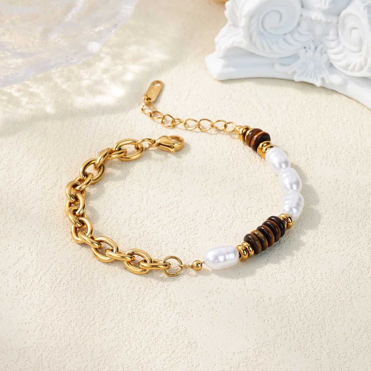 Free Shipping Fashion Beads For Women Stainless Steel Gold Color Chain 2025 New Party Wedding Couple Jewelry M251213