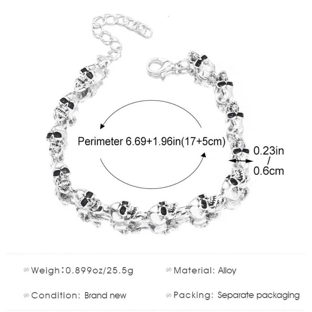 Punk Style Retro Skull Beaded for Men Creative Personality Hip Hop Rock Women Bangle Hallowmas Jewelry Accessory Gift M251213