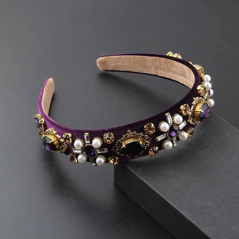 Heaear New Fashion Flannelette Inlaid Rhinestone Pearl Baroque Hair Band Ladies Walk Beautif Wen Hair Accories 892 Y251213
