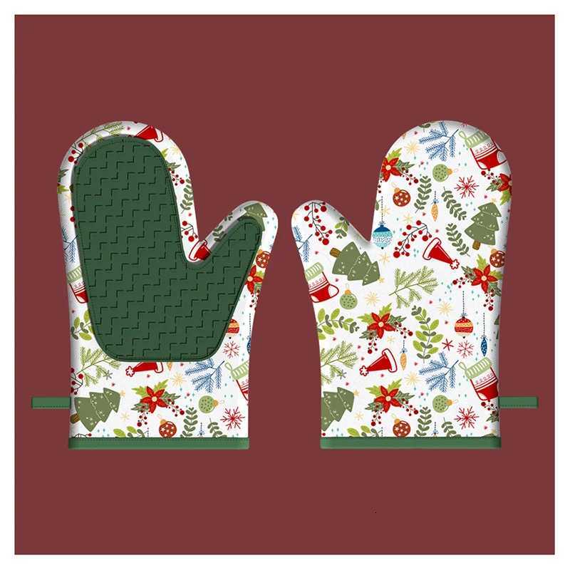Heat Resistant Oven Mitts Christmas Style Design with Soft Cotton Lining Waterproof Non-Slip Grip Oven Glove for KitchenBBQ H251212