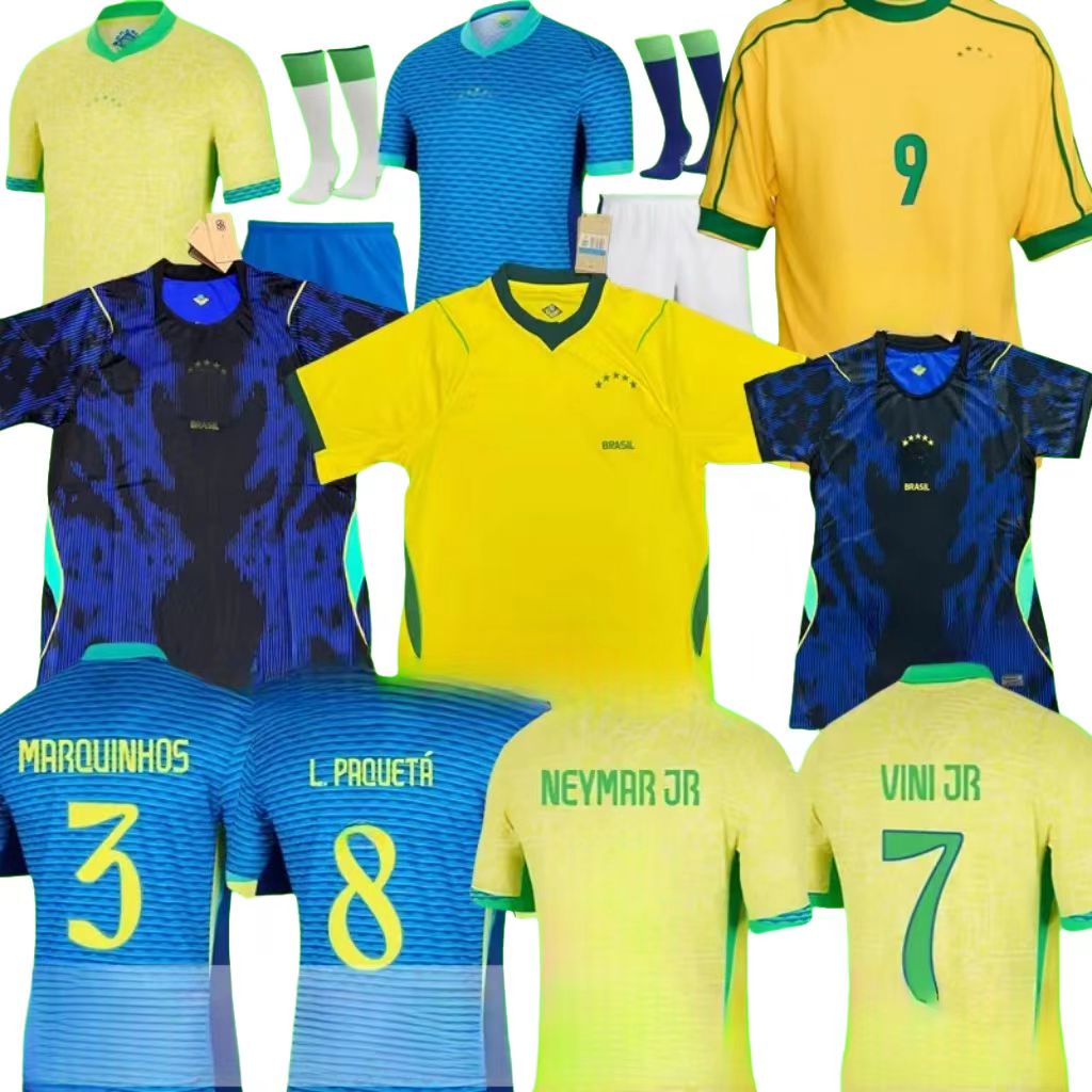 26 Brazllss Soccer Jersey Worlds Cups RICHARLISON VINIJR Home Away Adults Kids Fans Football Shirt