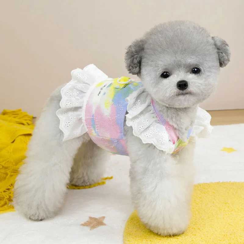 Mesh Girls Vest Harnesses Pink Yellow Dog Accessories Lace Dress Chest Strap Vests For Small Dogs Chiwawa No Pull Puppy Harness M251213