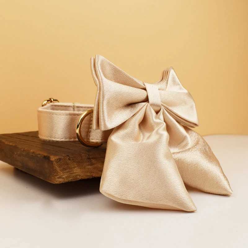 Popular Luxury Customized Designer Dog Accessories Silky Polyester Personalized Dog Collar Leashes Harness Bow Crystal04 M251213