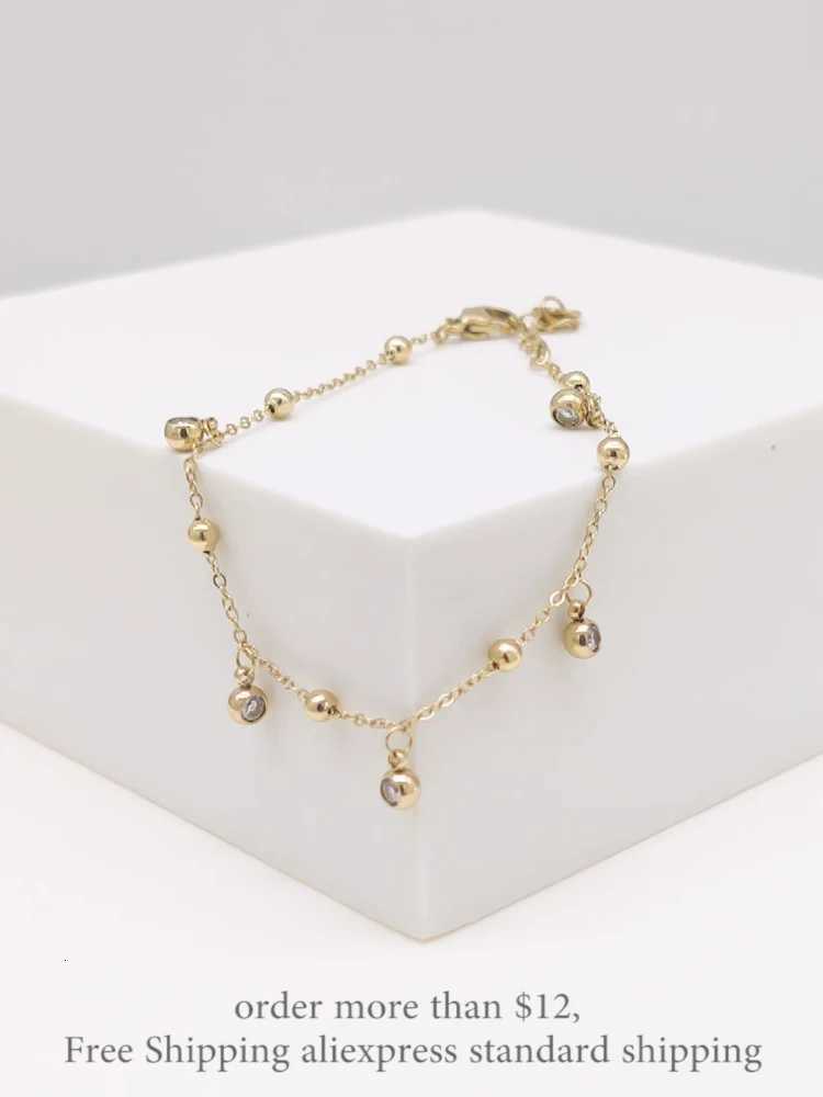 Lokaer Bohemia Titanium Stainless Steel Beads Chain Charm s For Women Trendy 14K Gold Plated CZ Crystal Jewelry B21090 M251213