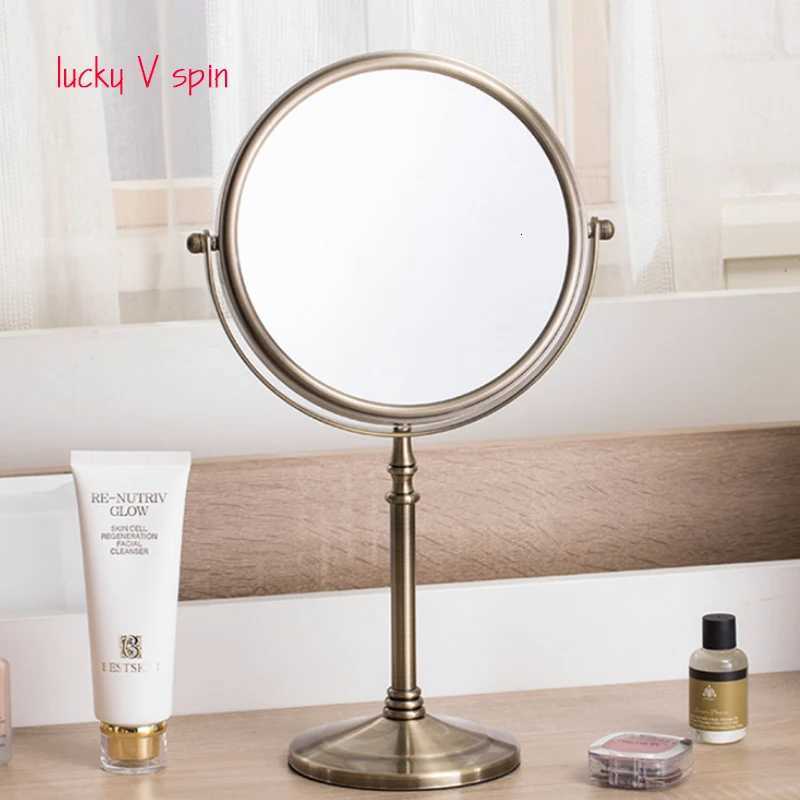 Bronze 8 inch Desktop Makeup Mirror 2-Face Metal 3X Magnifying Cosmetic Mirror make up ladys private mirrorsT251213