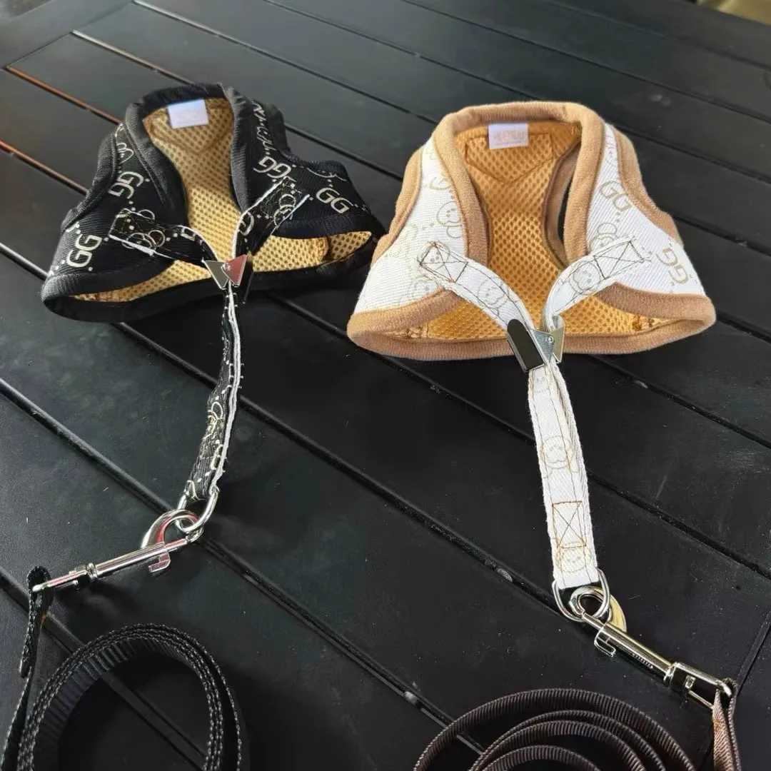 Black Khaki Dog Harness Vest And Leash Set Luxury Pet Chest Strap Walking Lead Collar Vest For Puppy Animal Schnauzer Chihuahua M251213