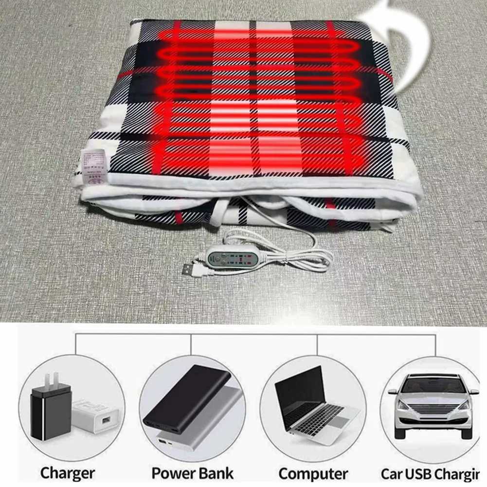 Wearable Heating Electric Blanket Shawl 5v USB Fleece Throw Blanket Adjustable Rope Warm Carpet Fast Heating for Outdoor Home Of Y251212