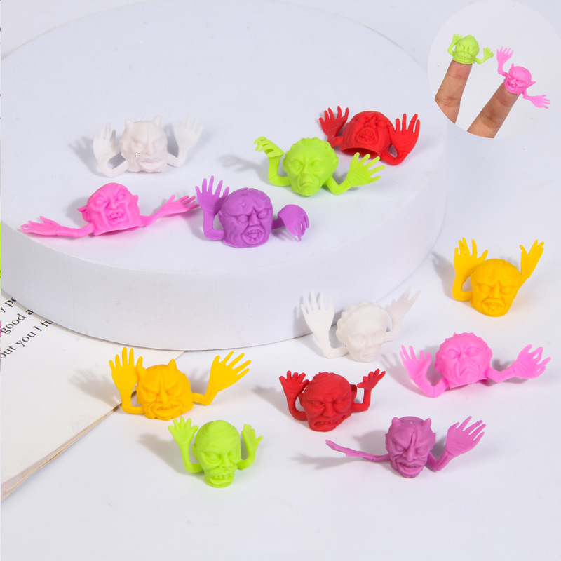 Cross-Border Halloween Ghost Head Finger Puppets Prank Party Storytelling Props Skull Nail Gloves