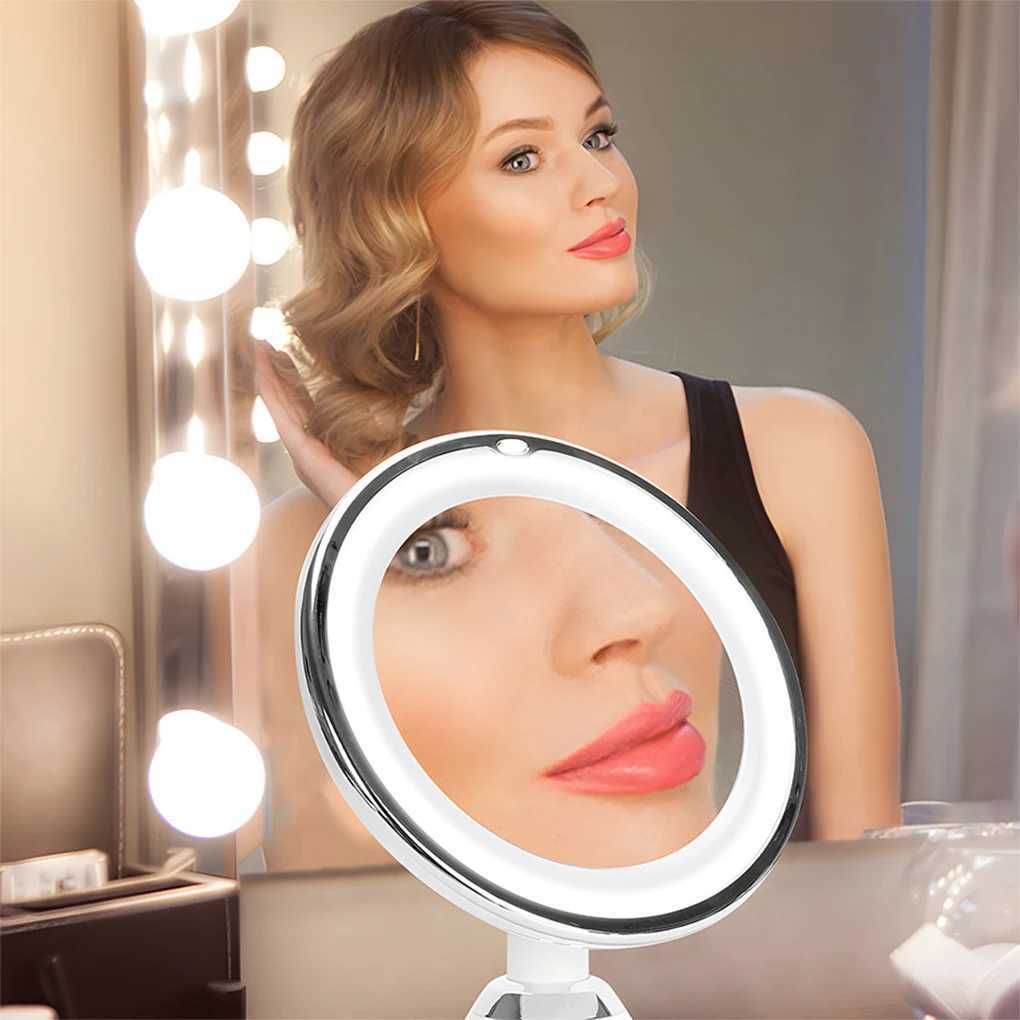 Led Make-up Mirror With LED Light 360 Swivel ABS Magnifying Makeup Mirror For Traveling Twist Locking Suction Cup Vanity MirrorT251213