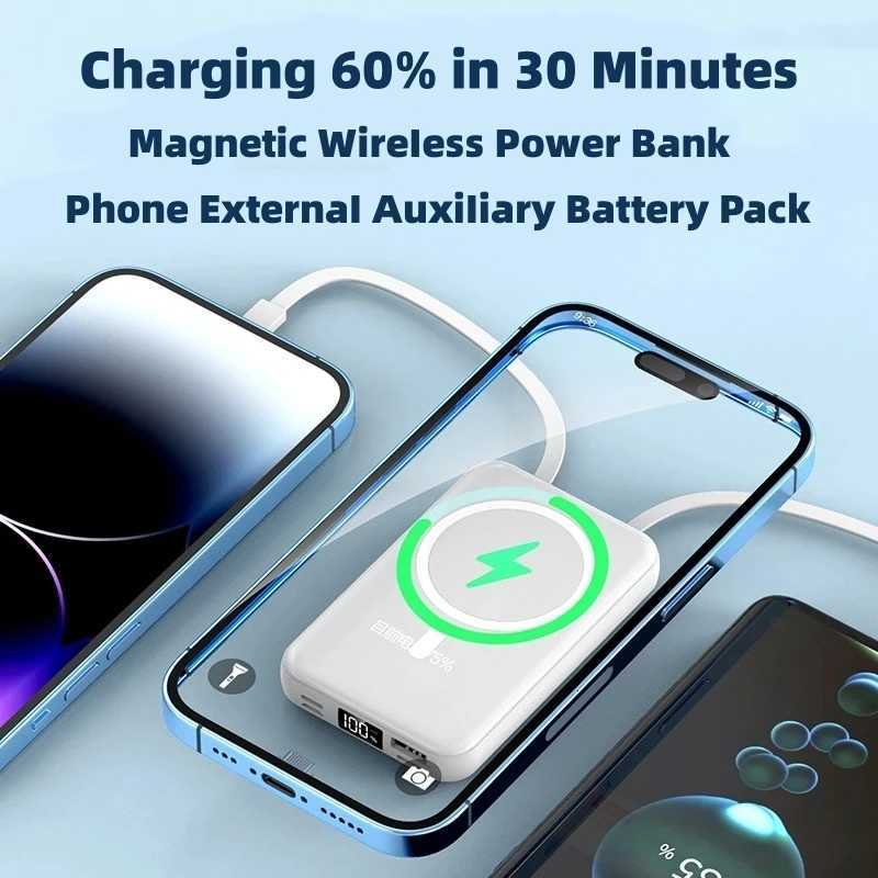Magnetic Power Bank 10000mAh Portable Wireless Charger For iPhone Mini Powerbank With CableExternal Spare Battery H251213