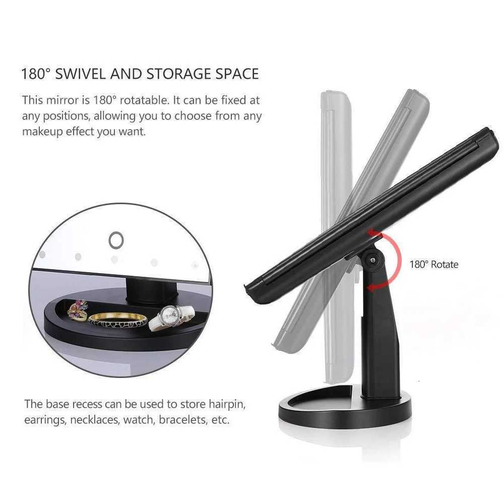 22 LED Light Makeup Mirror 2/3X Magnifying 3 Folding Cosmetic Mirrors Touch Screen Control Dressing Desktop Beauty Vanity MirrorT251213