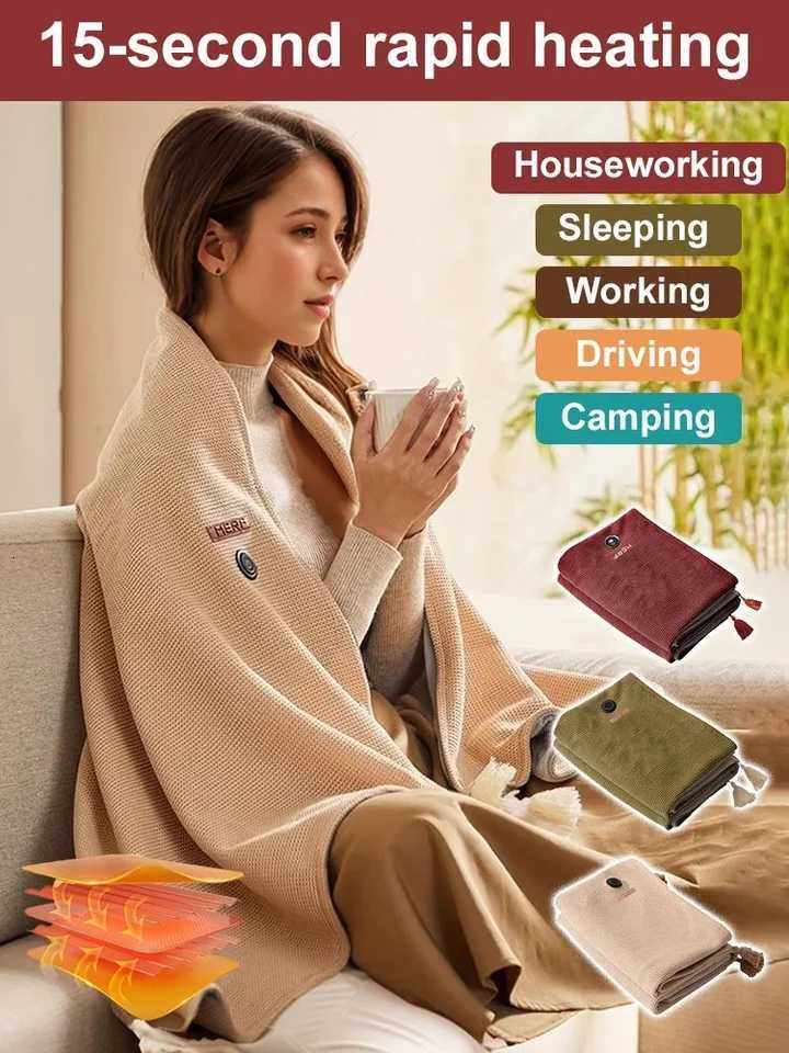 Graphene Heating Warming Blanket Warming Blanket Heating Shawl USB Washable Leg Cover Shawl Electric Blanket No Power Y251212