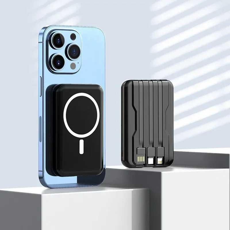 Hot Style Magnetic Wireless Power Bank Self-contai Cable er Fast Charging BCAK Mobile Power ply 10000mAh H251213